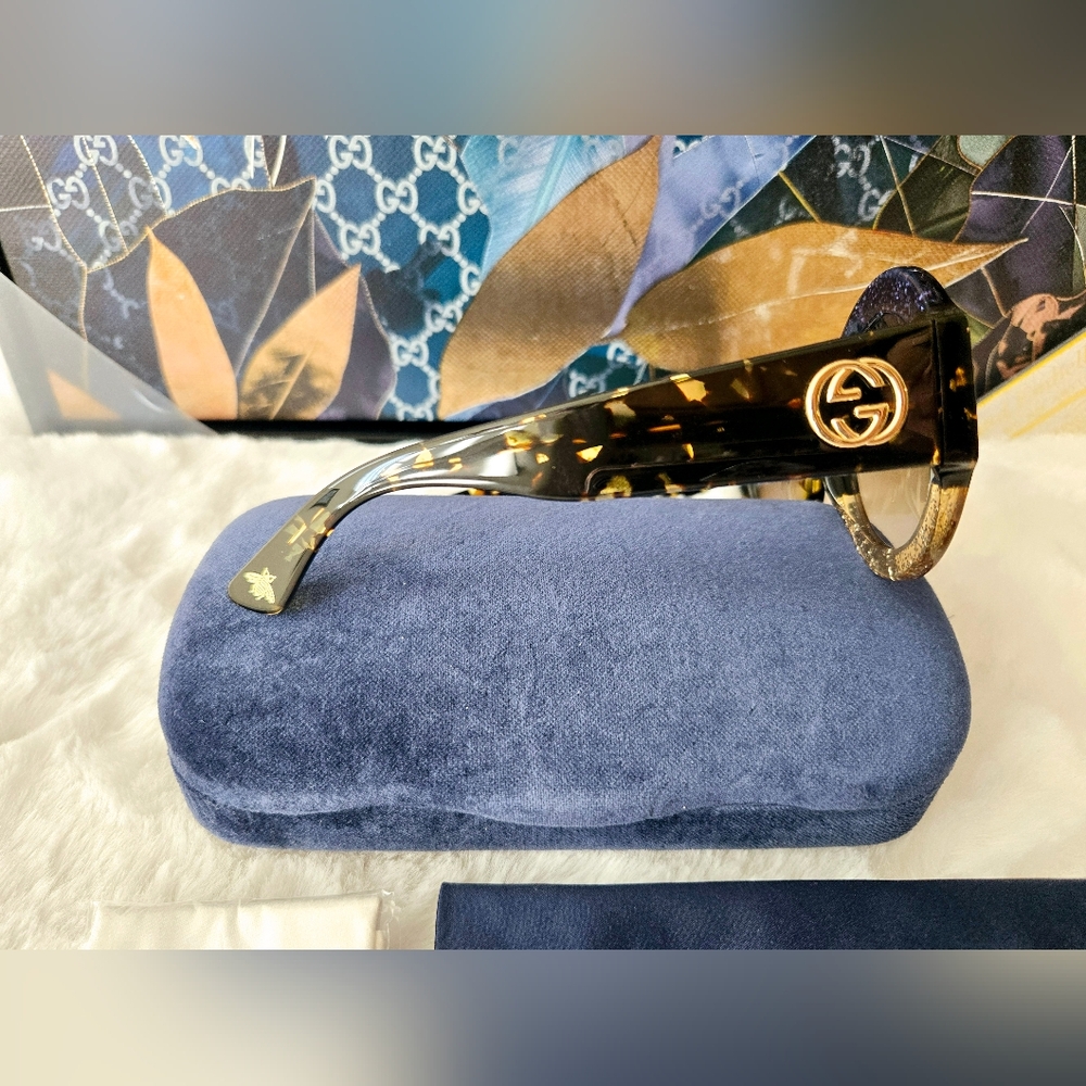 ‼️SOLD‼️New- Gucci Acetate Round Sunglasses Blue Havana Brown - Picture 8 of 16